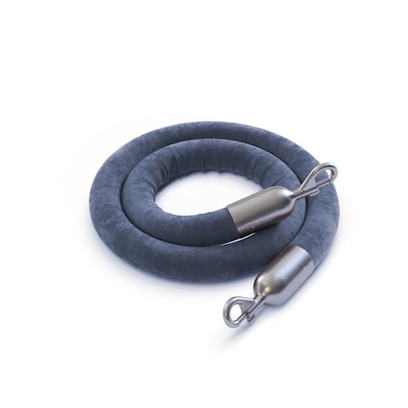 Montour Line Velvet Rope Grey With Satin Stainless Snap Ends 10ft.Cotton Core PVR150-100-GY-SE-SS